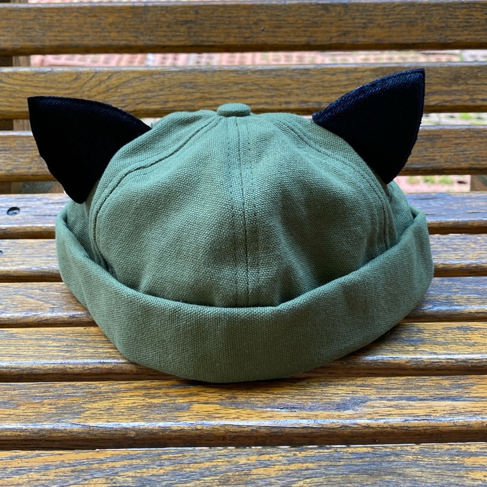 Denim Supplies Dry Goods supplies military green skull cap black ears brass clip